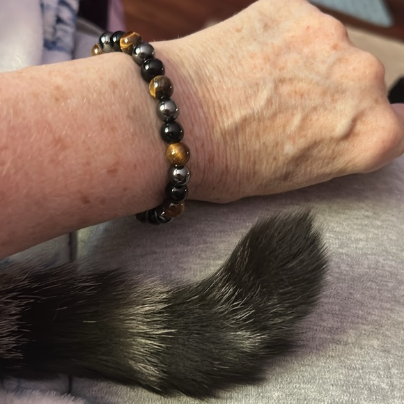 Tigers eye Hematite Obsidian Beaded Bracelet - Picture 3 of 6